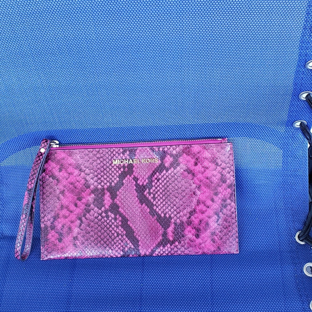 Michael Kors  red snake skin wristlet